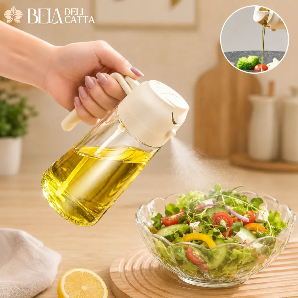 Galheteiro 2 em 1 Spray e Bico Dosador para Azeite e Vinagre - Mais Praticidade na Cozinha