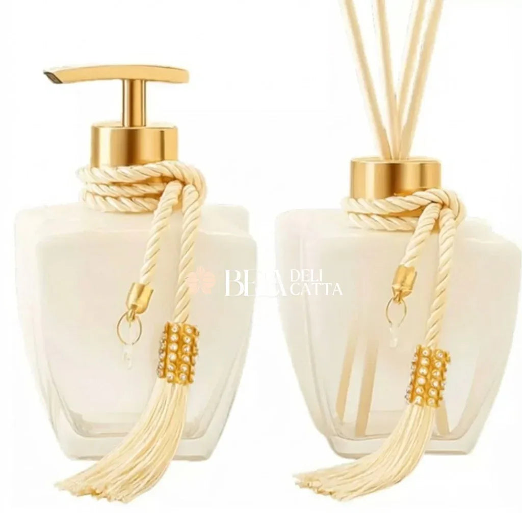 Kit Banheiro Luxo Vidro Degradê Branco - Bela Delicatta