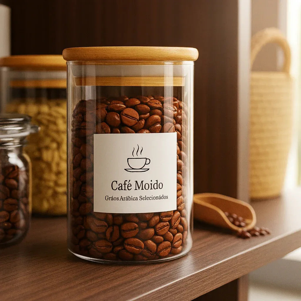 Kit Potes de vidro com tampa de bambu hermética - EcoGlass + Brinde!!!!! - Bela Delicatta