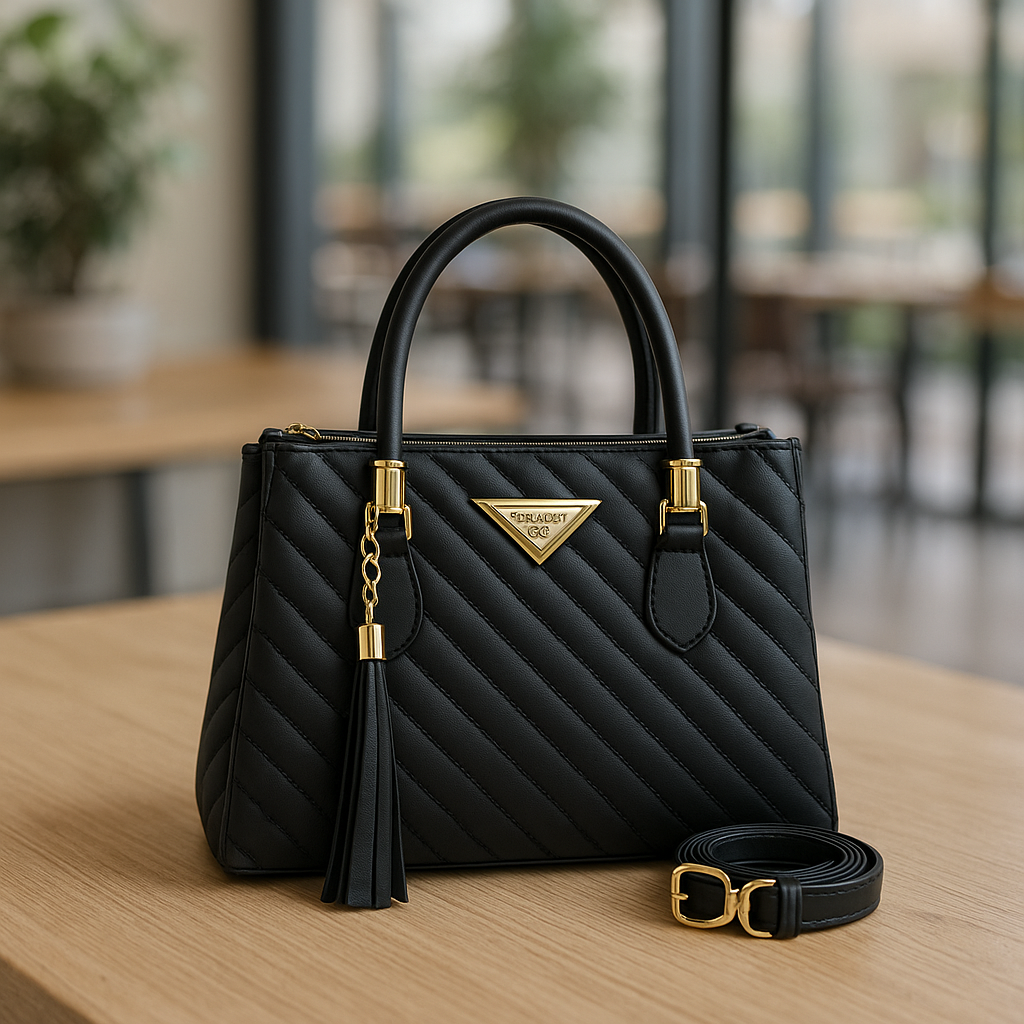 Bolsa Feminina Média Bordada com Alça Ajustável