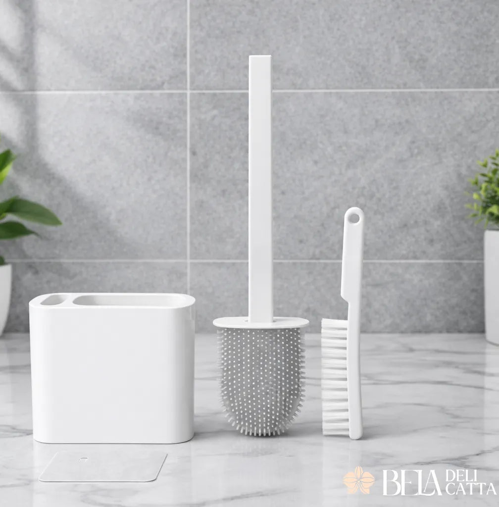 Elimine Bactérias do Seu Banheiro com a Escova Sanitária de Silicone 2 em 1