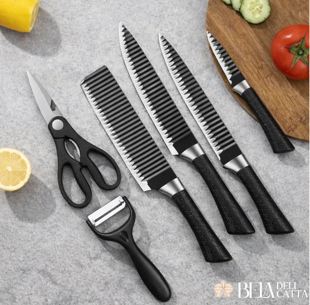 Conjunto de Facas Inox 6 Peças Antiaderente para Cozinha e Churrasco - Bela Delicatta