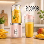 Mini Liquidificador Portátil 400ml | 6 Lâminas para Sucos e Vitaminas - 2 copos