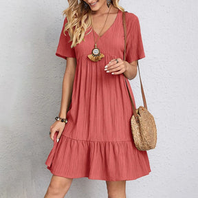 Mini Vestido em V Ruffles - Bela Delicatta