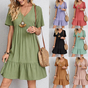Mini Vestido em V Ruffles - Bela Delicatta