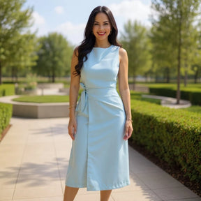 Vestido Midi Alfaiataria com Amarração Lateral