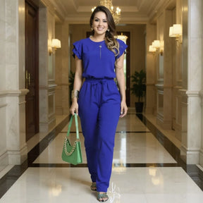 Conjunto Feminino Elegante em Linho com Babado