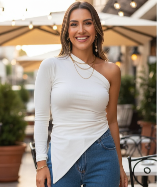 Blusa Um Ombro Só Feminina – Moda Tendência