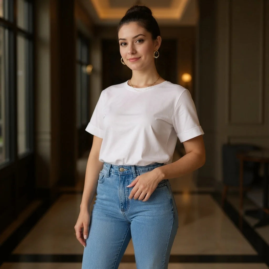 Blusa Básica T-shirt Laura Feminina Algodão