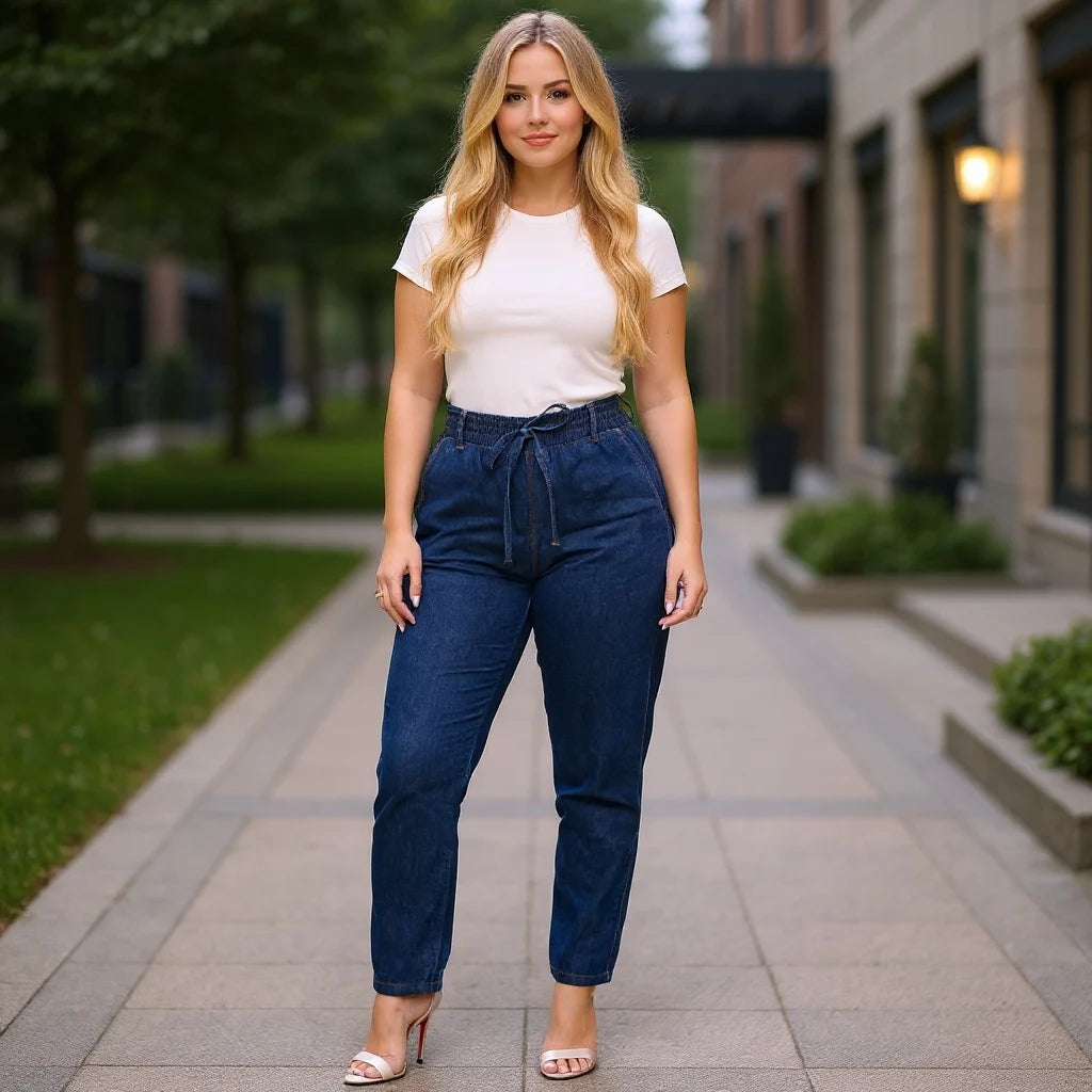 Calça Jeans Feminina Capri Cintura Alta – Conforto Leve