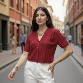 Blusa Cropped Feminina Canelada Gola V Modal