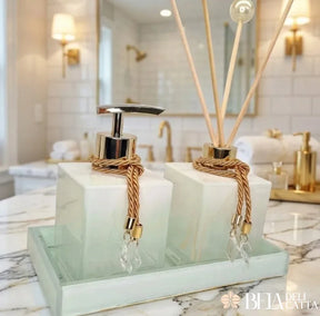 Kit Lavabo Vidro Luxo para Banheiro com bandeja - ÚLTIMAS UNIDADES! - Bela Delicatta