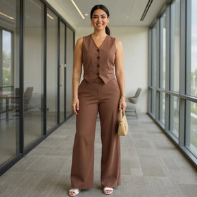 Conjunto na Alfaiataria Calça Pantalona + Colete Social Escritório