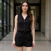 Conjunto Colete e Shorts Alfaiataria Feminino