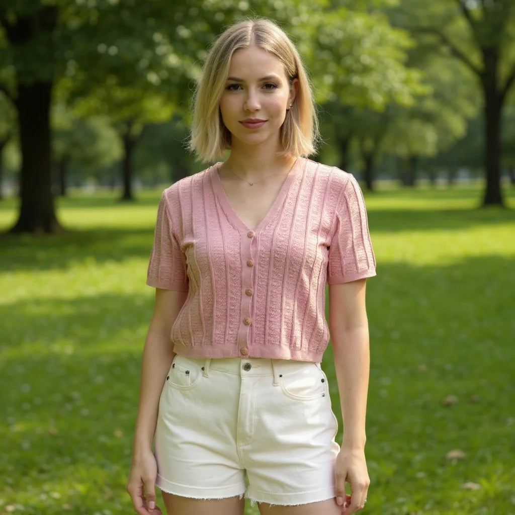 Blusa Cropped Feminina Canelada Gola V Modal