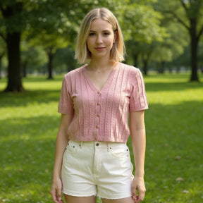 Blusa Cropped Feminina Canelada Gola V Modal