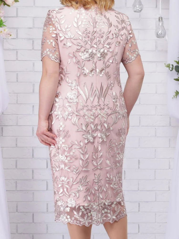 4xl 5xl vestidos de verão tamanhos grandes para o casamento convidado das mulheres manga curta rendas floral elegante bodycon formal vestidos de festa