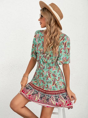 Vestido Floral Decote em V - Bela Delicatta