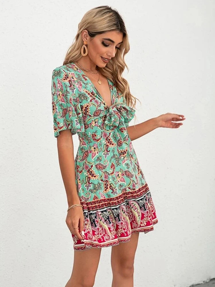 Vestido Floral Decote em V - Bela Delicatta