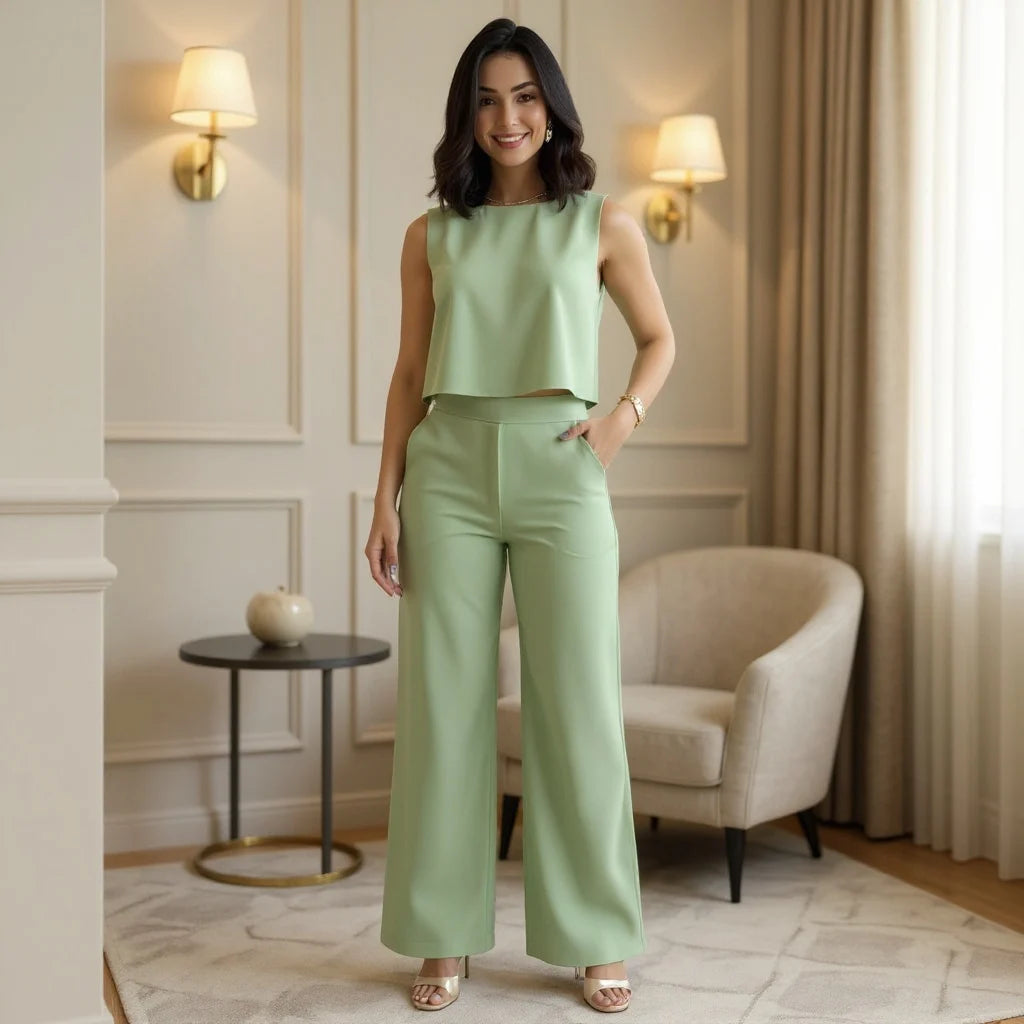 Conjunto Feminino Linho Pantalona Elegante
