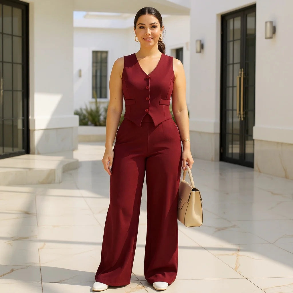 Conjunto na Alfaiataria Calça Pantalona + Colete Social Escritório