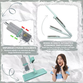 Mop Flat com Balde 6L | 2 Refis e Cabo Extensível Inox