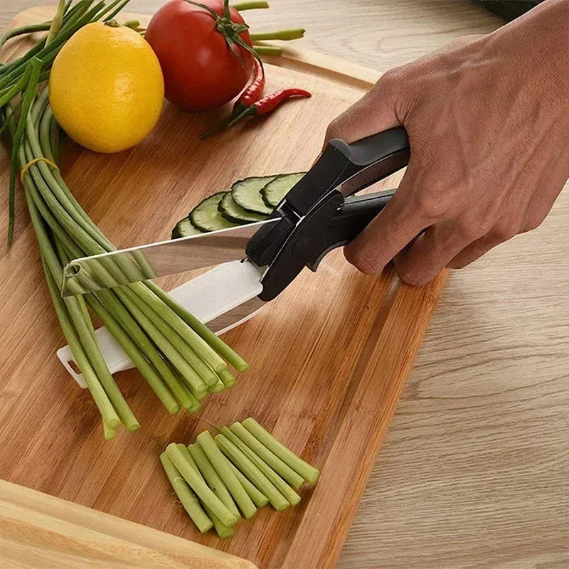 Tesoura CleverCutter Inox 2 em 1 – Fatiadora de Legumes e Verduras Multiuso - Bela Delicatta