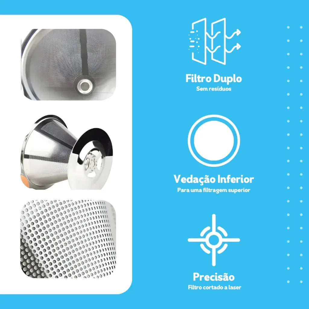 Filtro Coador Inox 101, 102 e 103 Premium | Café Forte e Sustentável - Bela Delicatta
