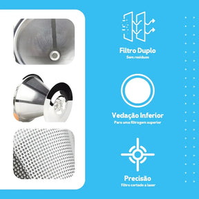 Filtro Coador Inox 101, 102 e 103 Premium | Café Forte e Sustentável - Bela Delicatta