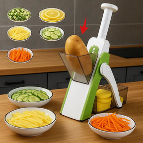 SafeSlice Mandoline 5 em 1 – Fatiador Profissional com 30 Tipos de Corte - Bela Delicatta