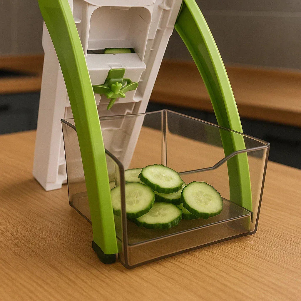 SafeSlice Mandoline 5 em 1 – Fatiador Profissional com 30 Tipos de Corte - Bela Delicatta