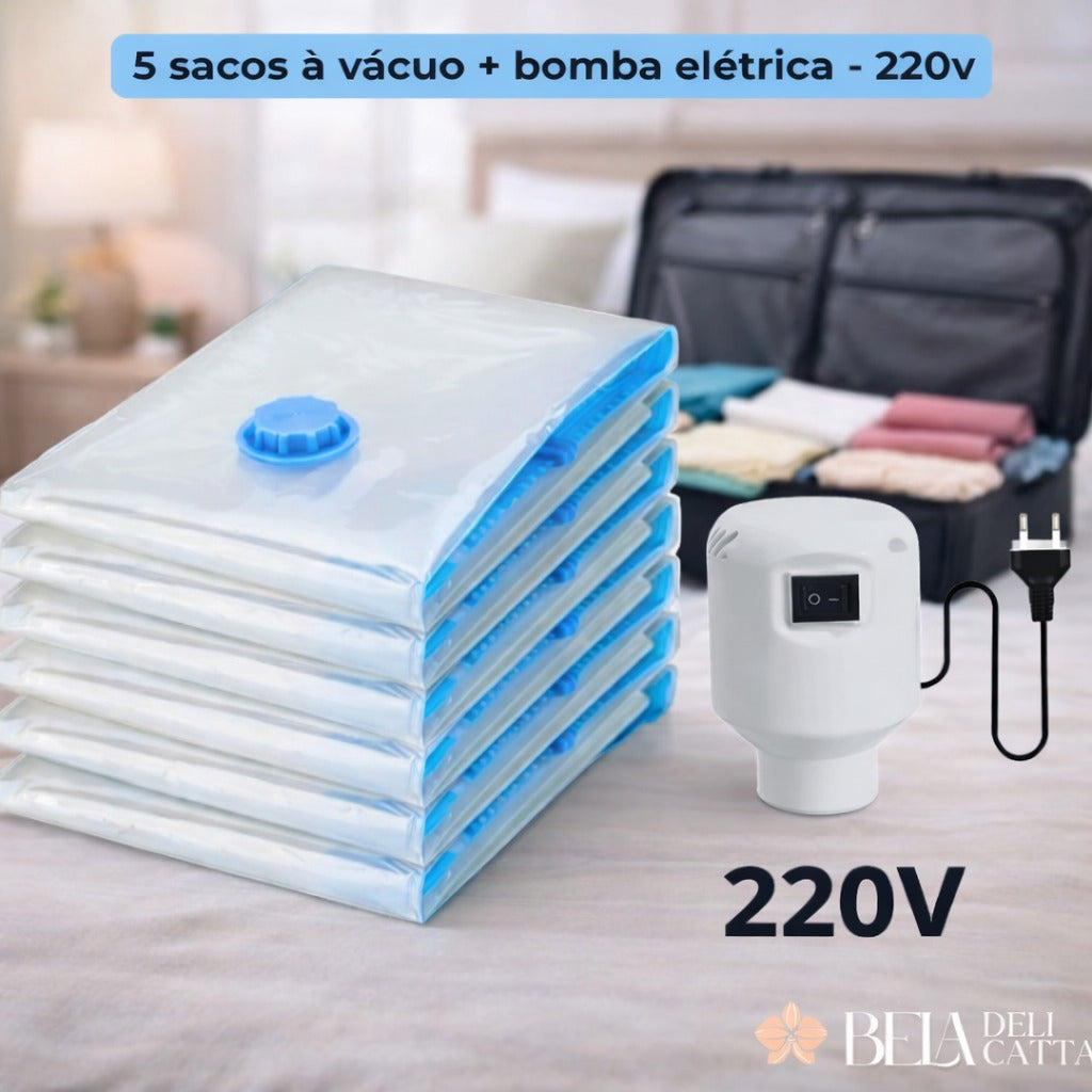Kit Smart Viagem - Saco a Vácuo + Bomba Elétrica