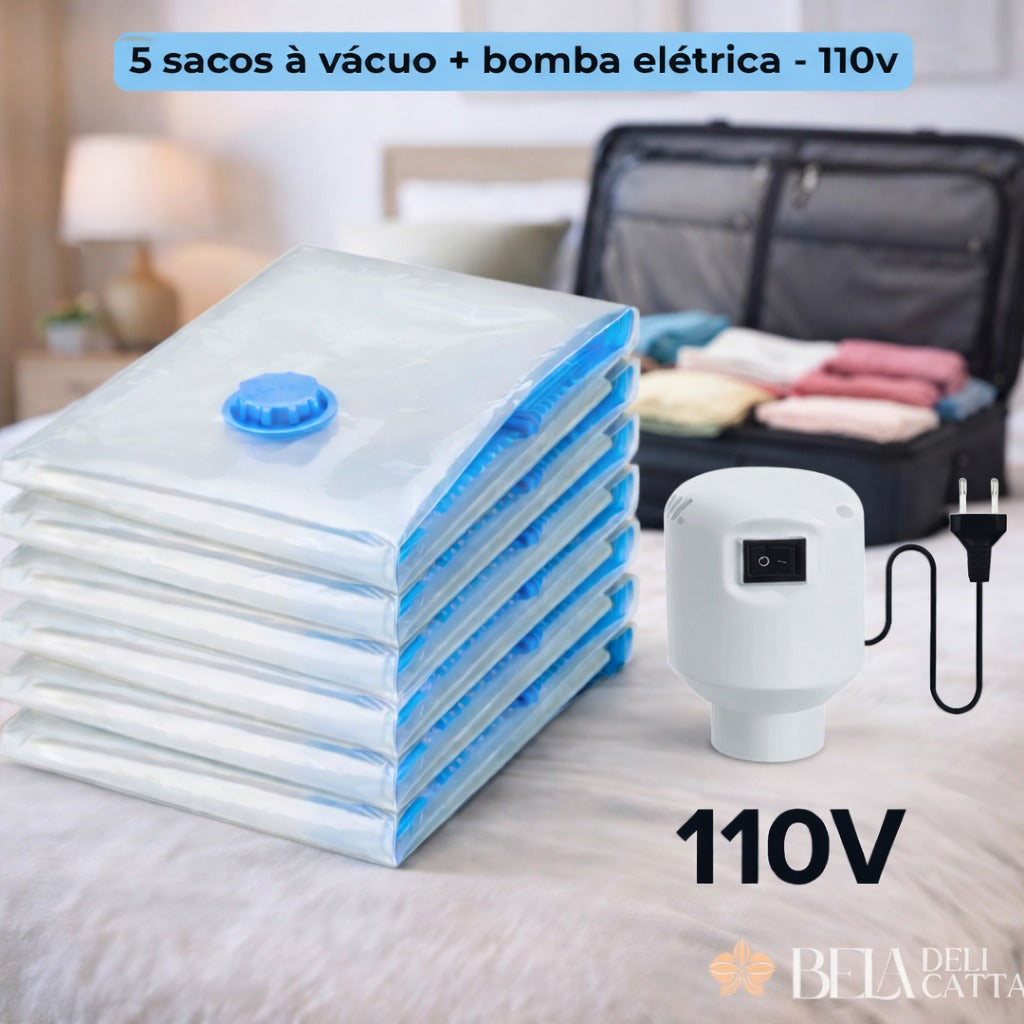Kit Smart Viagem - Saco a Vácuo + Bomba Elétrica