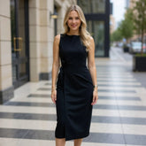 Vestido Midi Alfaiataria com Amarração Lateral