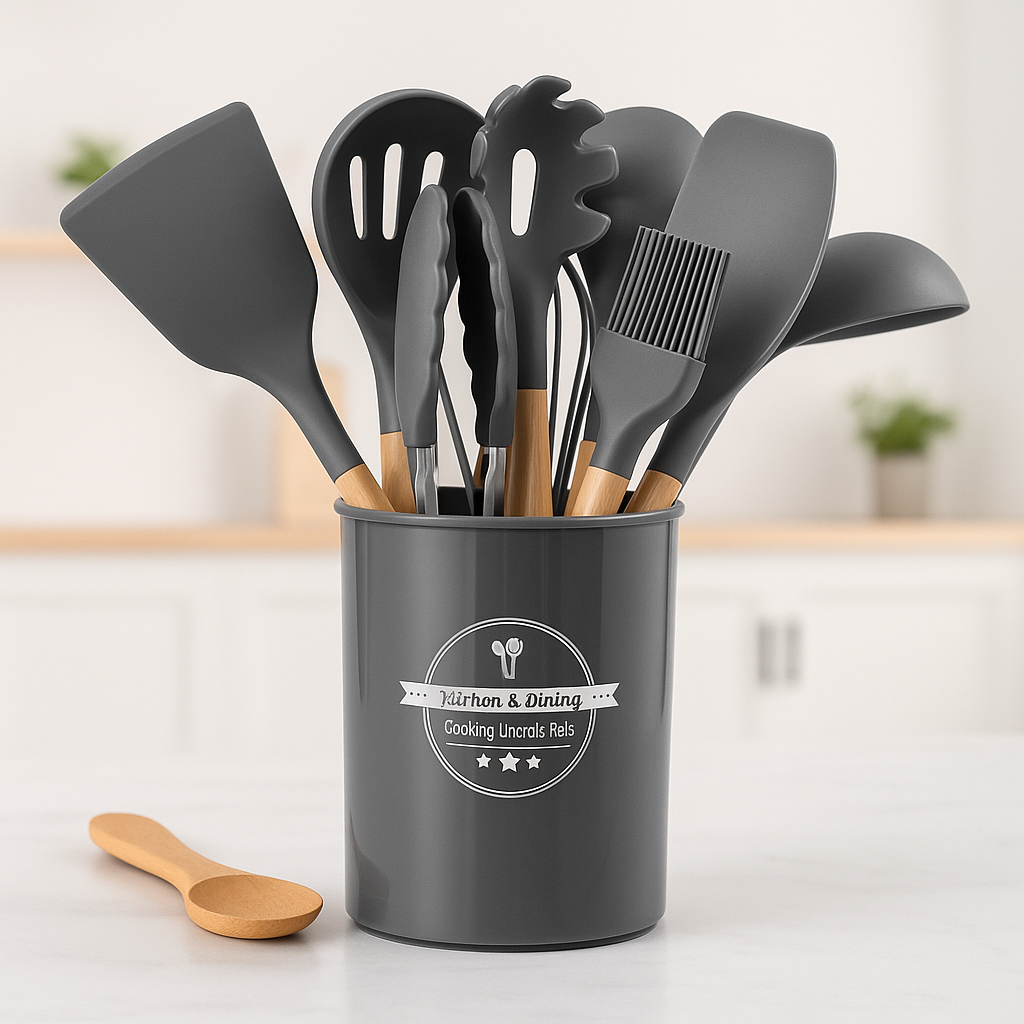 Jogo de Utensílios 12 peças Silicone com Suporte