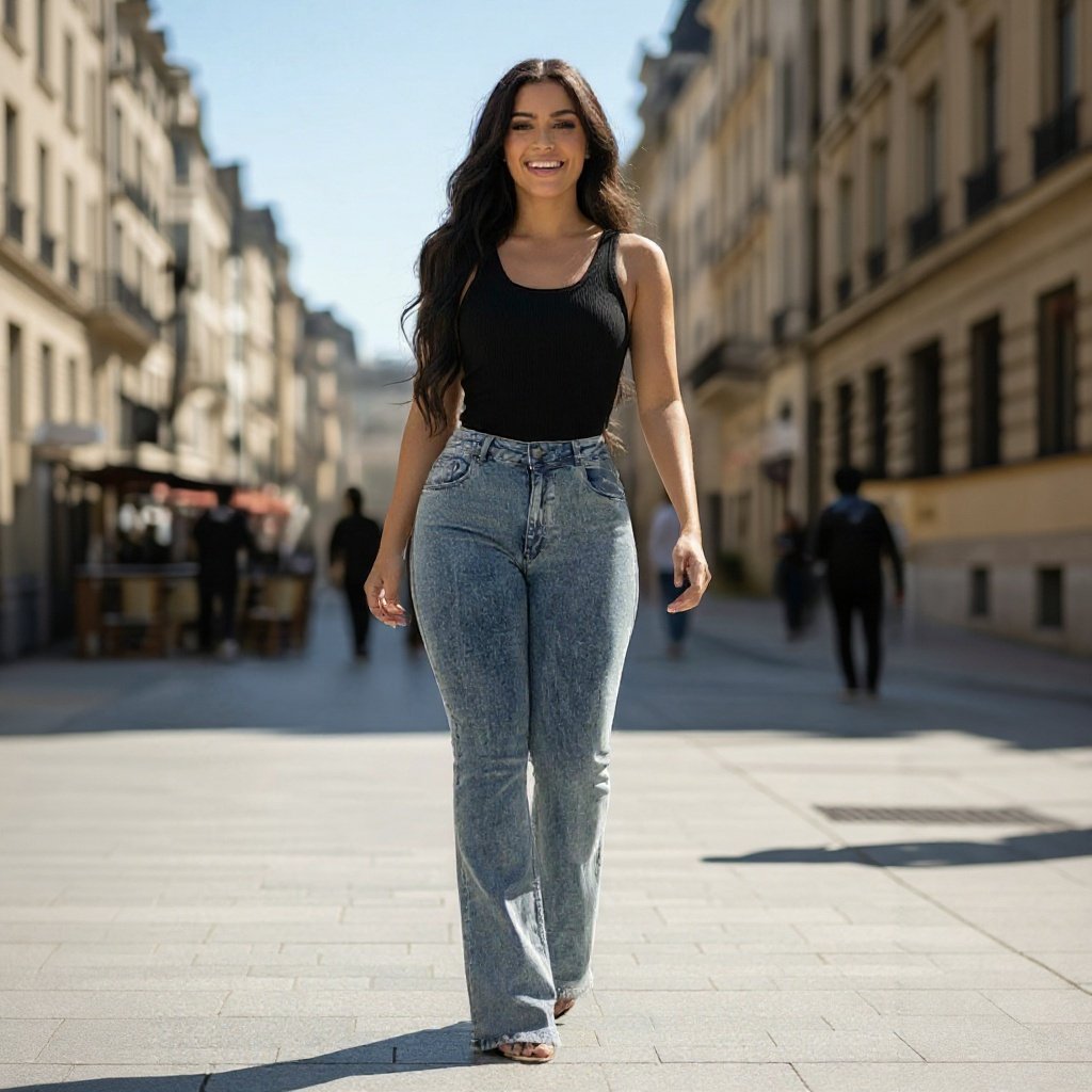 Calça Jeans Flare Feminina com Lycra e Cintura Alta