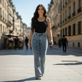 Calça Jeans Flare Feminina com Lycra e Cintura Alta