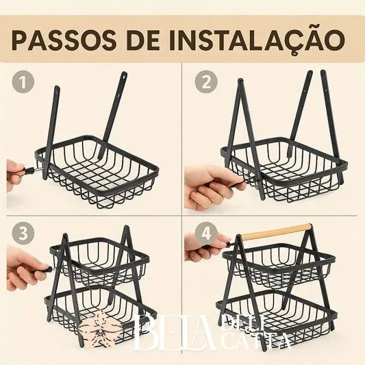 Fruteira ou Cesto Multiuso de Metal Portátil – Organizador para Casa & Cozinha - Bela Delicatta